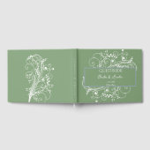 Moss Green Blüh Wedding Gästebuch (Voll)