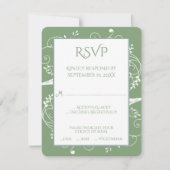 Moss Green Blüh Wedding RSVP Card (Vorderseite)