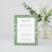 Moss Green Blüh Wedding RSVP Card Karte (Stehend Vorderseite)