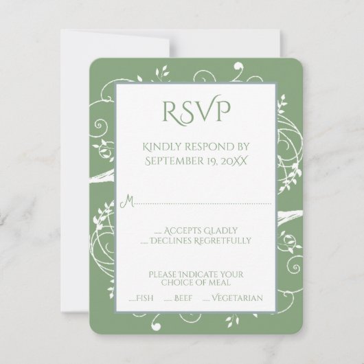 Moss Green Blüh Wedding RSVP Card Karte (Vorderseite)