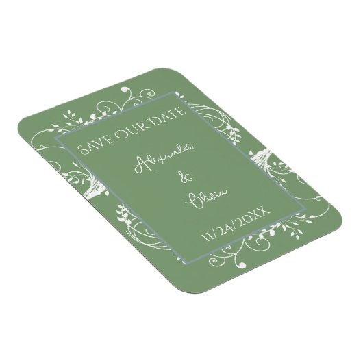 Moss Green Blühe das Datumsfenster speichern Magnet (Rechte Seite)