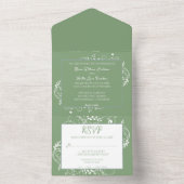 Moss Green Blühe Hochzeit in einer Einladung (Innen Boden)