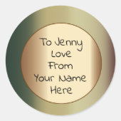 Moss Green Border mit Lemon Center-Geschenketikett Runder Aufkleber (Vorderseite)