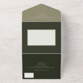 Moss Green Botanical Fan Elegante Hochzeit All In One Einladung (Außenbereich)