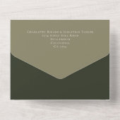 Moss Green Botanical Fan Elegante Hochzeit All In One Einladung (Rückseite)