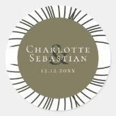 Moss Green Botanical Fan Elegante Hochzeit Runder Aufkleber (Vorderseite)