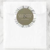 Moss Green Botanical Fan Elegante Hochzeit Runder Aufkleber (Tasche)