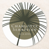 Moss Green Botanical Fan Elegante Hochzeit Runder Pappuntersetzer (Vorderseite)