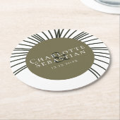 Moss Green Botanical Fan Elegante Hochzeit Runder Pappuntersetzer (Angewinkelt)