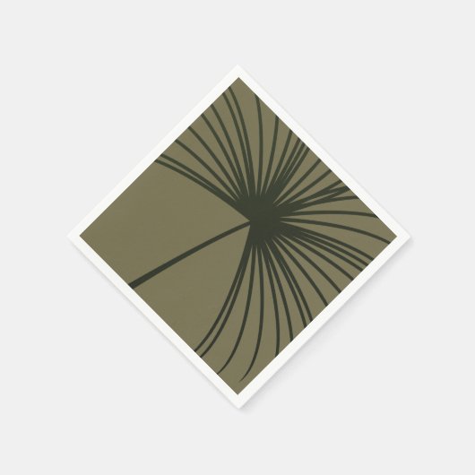 Moss Green Botanical Fan Elegante Hochzeit Serviette (Ecke)