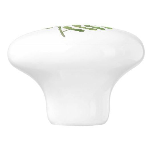 Moss Green Botanical Leaf Keramikknauf (Seitenansicht)