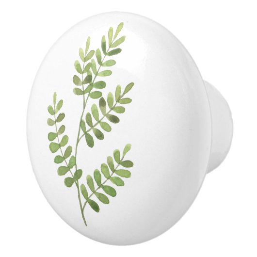 Moss Green Botanical Leaf Keramikknauf (Rechts)