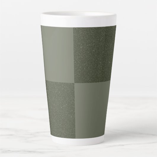 Moss Green Checkered Custom Latte Tasse (Vorderseite)