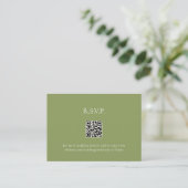 Moss Green Contemporary QR Code Wedding RSVP II Begleitkarte (Stehend Vorderseite)