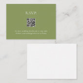 Moss Green Contemporary QR Code Wedding RSVP II Begleitkarte (Vorne/Hinten)