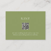 Moss Green Contemporary QR Code Wedding RSVP II Begleitkarte (Vorderseite)