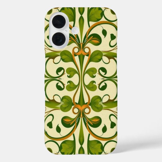 Moss Green & Copper Floral Pattern Case-Mate iPhone Hülle (Rückseite)