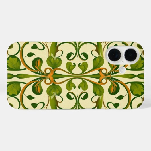Moss Green & Copper Floral Pattern Case-Mate iPhone Hülle (Rückseite (Horizontal))