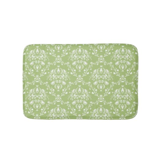Moss Green Damask Badematte (Vorderseite)