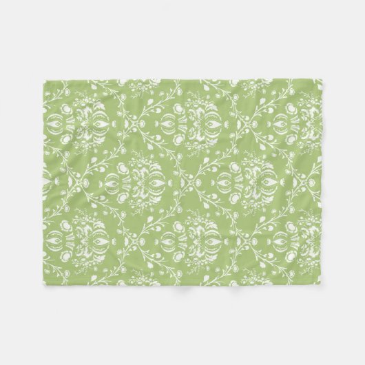 Moss Green Damask Fleecedecke