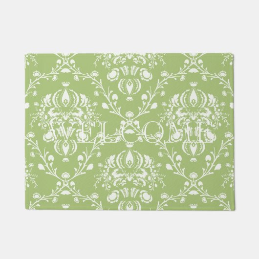 Moss Green Damask Fußmatte (Vorderseite)