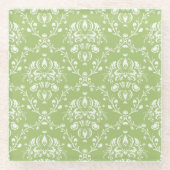 Moss Green Damask Glasuntersetzer (Vorderseite)