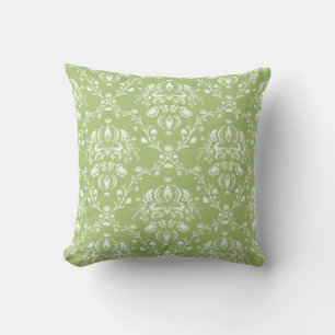 Moss Green Damask Kissen