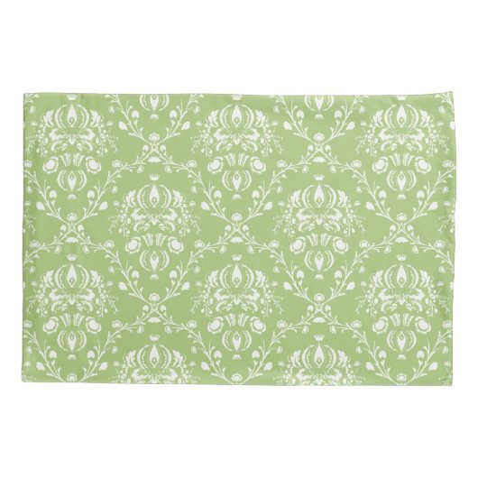 Moss Green Damask Kissenbezug (Rückseite-Links)