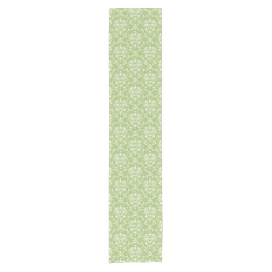 Moss Green Damask Kurzer Tischläufer (Vorderseite)