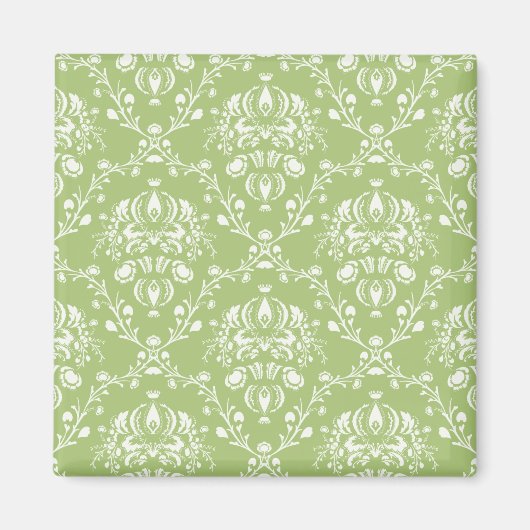 Moss Green Damask Magnet (Vorne)