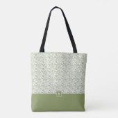 Moss Green Damask Muster Monogram Tote Bag Tasche (Rückseite)