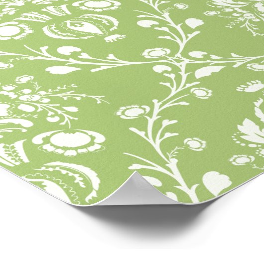 Moss Green Damask Poster (Ecke)