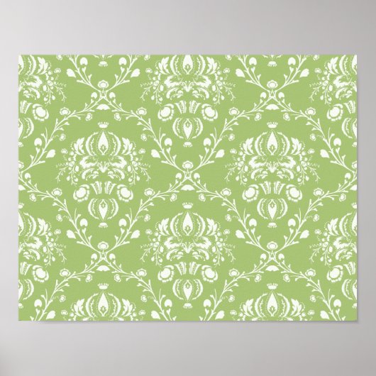 Moss Green Damask Poster (Vorne)