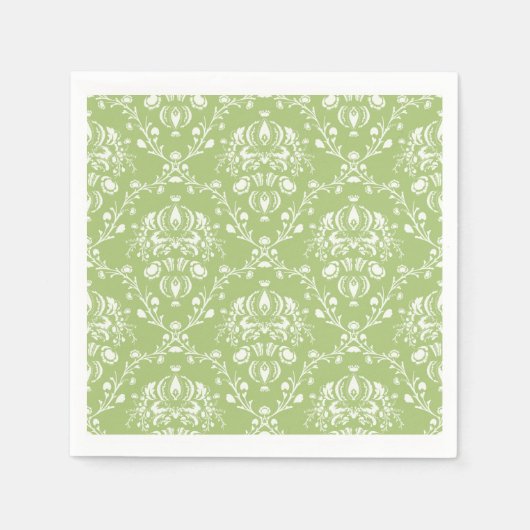 Moss Green Damask Serviette (Vorderseite)