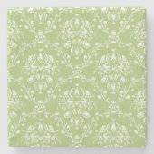Moss Green Damask Steinuntersetzer (Vorderseite)
