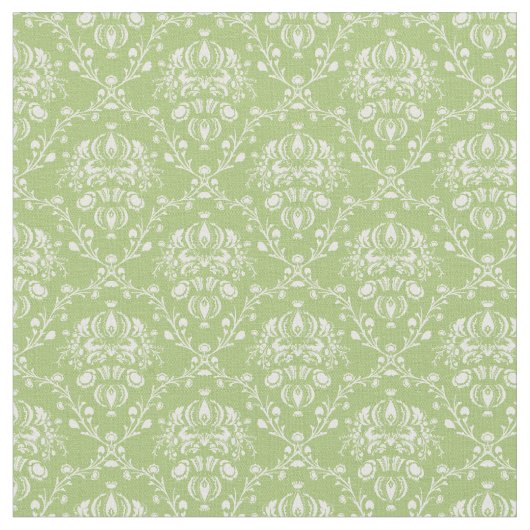 Moss Green Damask Stoff (Nahaufnahme)