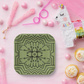 Moss green Deko Pappteller (Party)