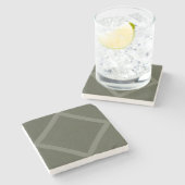 Moss Green Diamond Pattern Stone Untersetzer (Seitenansicht)
