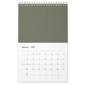 Moss Green Duo Tone Custom Wall Calendar Kalender (Feb 2027)