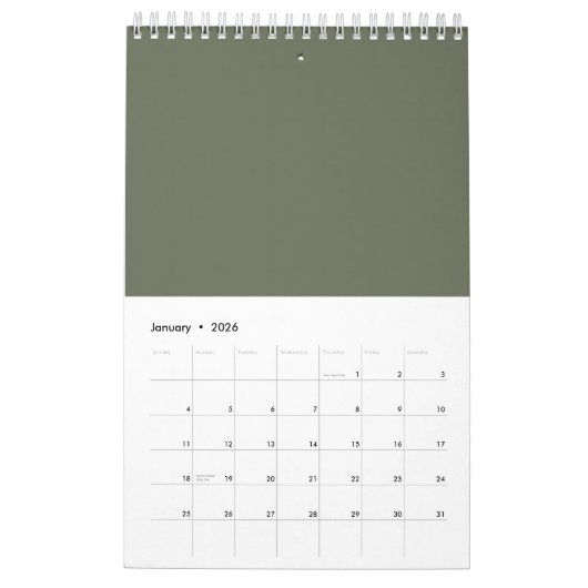Moss Green Duo-Tone-Wandkalender Kalender (Jan 2026)