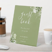 Moss Green Elegant Blumengrün Gästebuch Sockelschild (In SItu)
