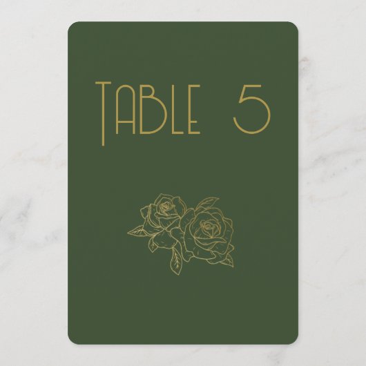 Moss Green Elegant Classic Wedding Tischnummer (Rückseite)