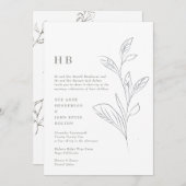 Moss Green Elegant Leafy Garden Monogram Wedding Einladung (Vorne/Hinten)