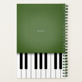 Moss Green Elegant Piano Keyboard Personalisiert Notizblock (Rückseite)