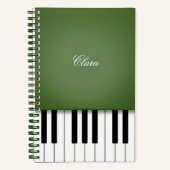 Moss Green Elegant Piano Keyboard Personalisiert Notizblock (Vorderseite)