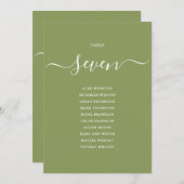 Moss Green Elegante Tischnummer Seating Chart (Vorne/Hinten)