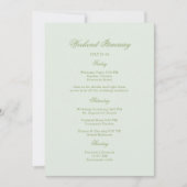 Moss Green Estate Wedding Itinerary Card Einladung (Vorderseite)