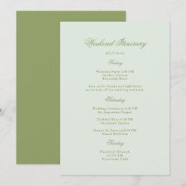Moss Green Estate Wedding Itinerary Card Einladung