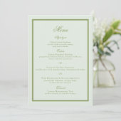 Moss Green Estate Wedding Menu Card Einladung (Stehend Vorderseite)