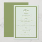 Moss Green Estate Wedding Menu Card Einladung (Vorne/Hinten)